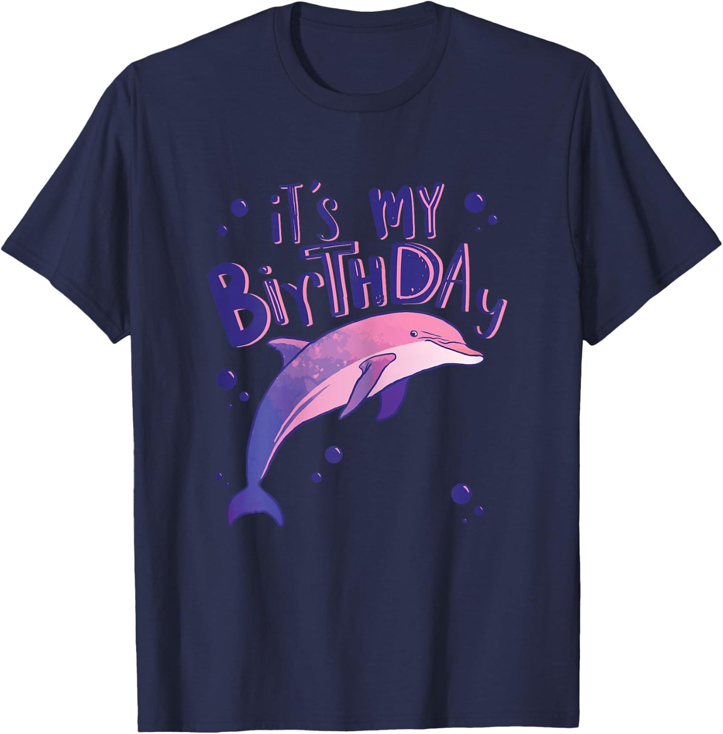 It's My Birthday Cute Girl Dolphin Lover T-Shirt - T-Shirt | Navy