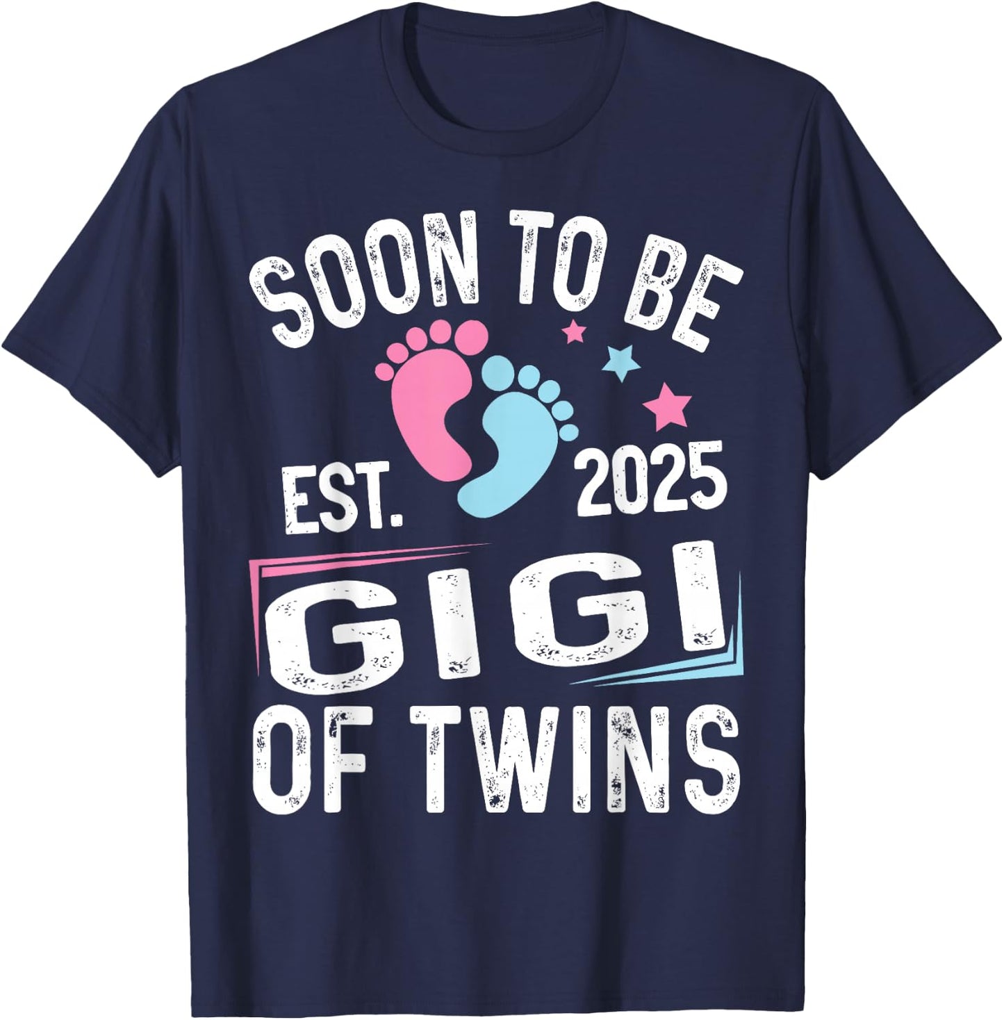 Soon To Be Gigi Of Twins Est. 2025 New Gigi Vintage T-Shirt - T-Shirt | Navy