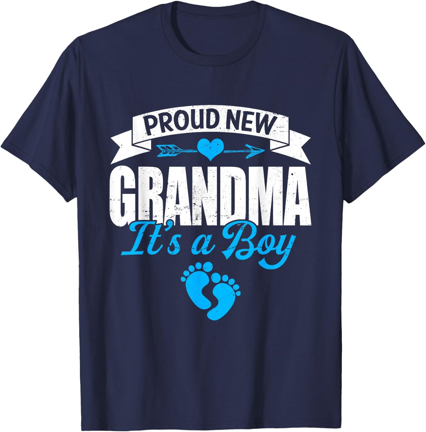 Retro Family Proud New Grandma It's A Boy Gender Reveal T-Shirt - T-Shirt | Navy