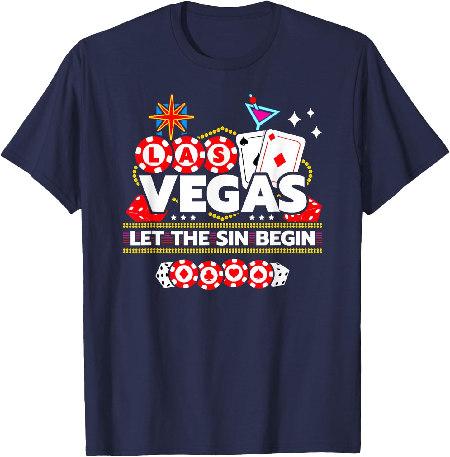Las Vegas Vacation - Let The Sin Begin - Vegas Girls Trip T-Shirt - T-Shirt | Navy
