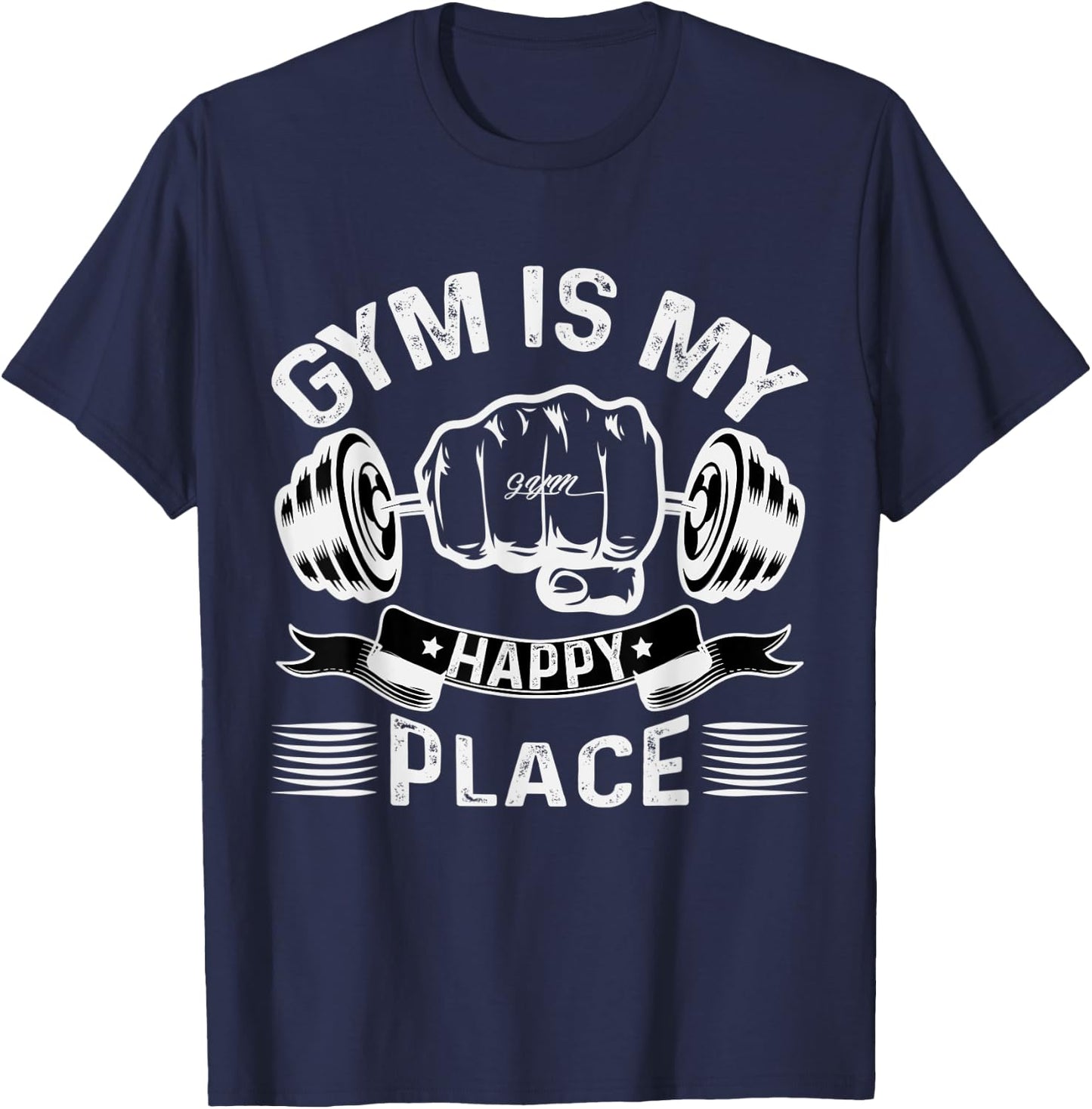 The Gym Is My Happy Place Gymnast Lover Gymnastics Fitness T-Shirt - T-Shirt | Navy