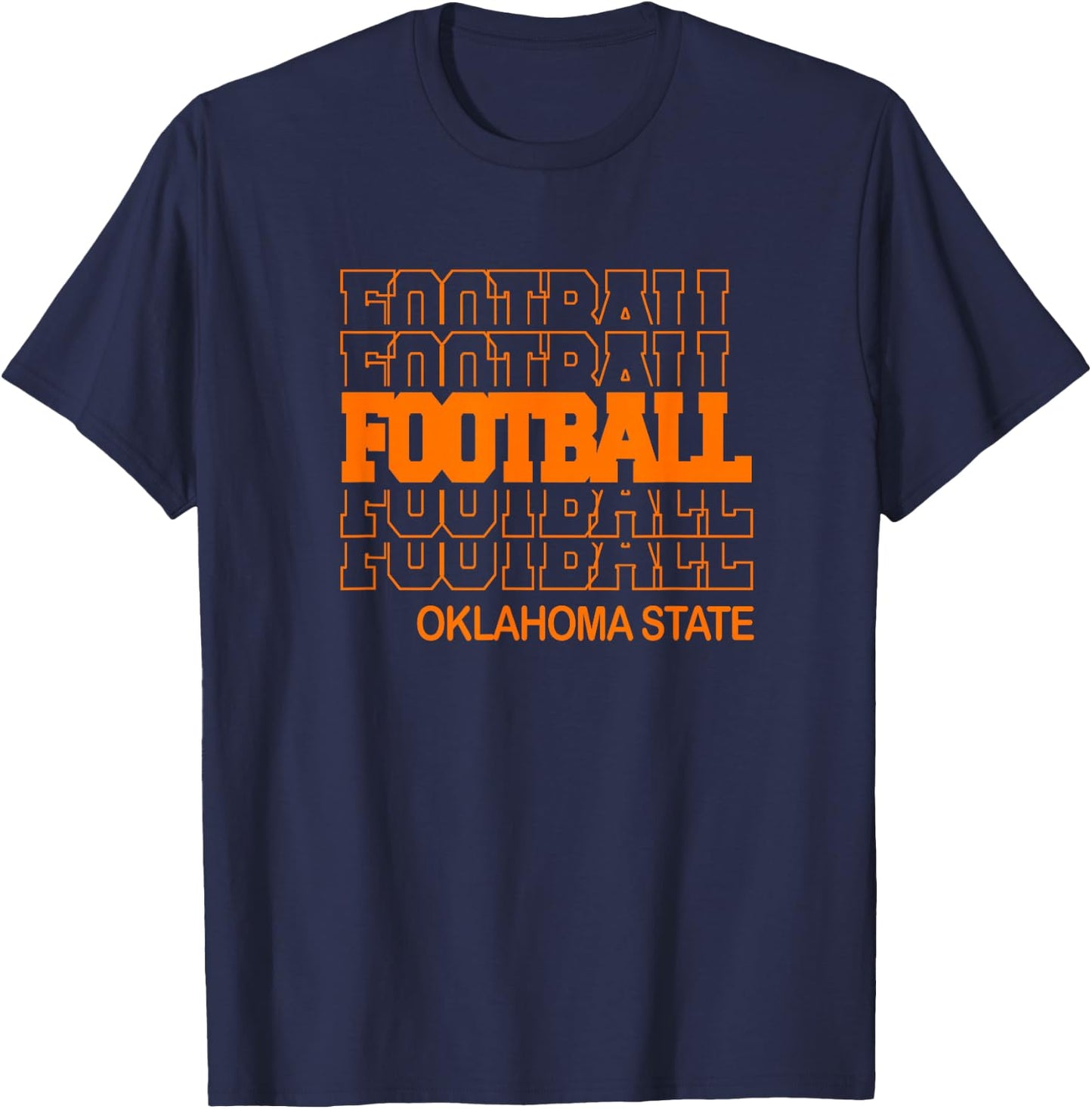 Football Oklahoma State in Modern Stacked Lettering T-Shirt - T-Shirt | Navy