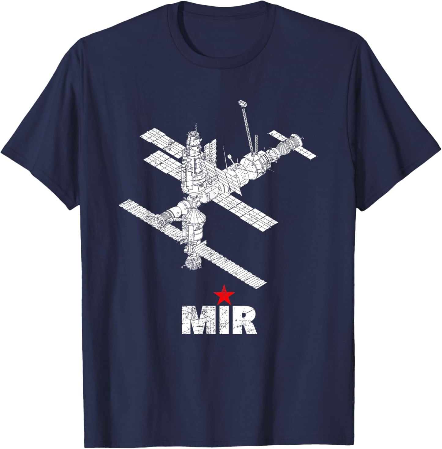 Space Station Mir Soviet Union Russia Space Travel T-Shirt - T-Shirt | Navy