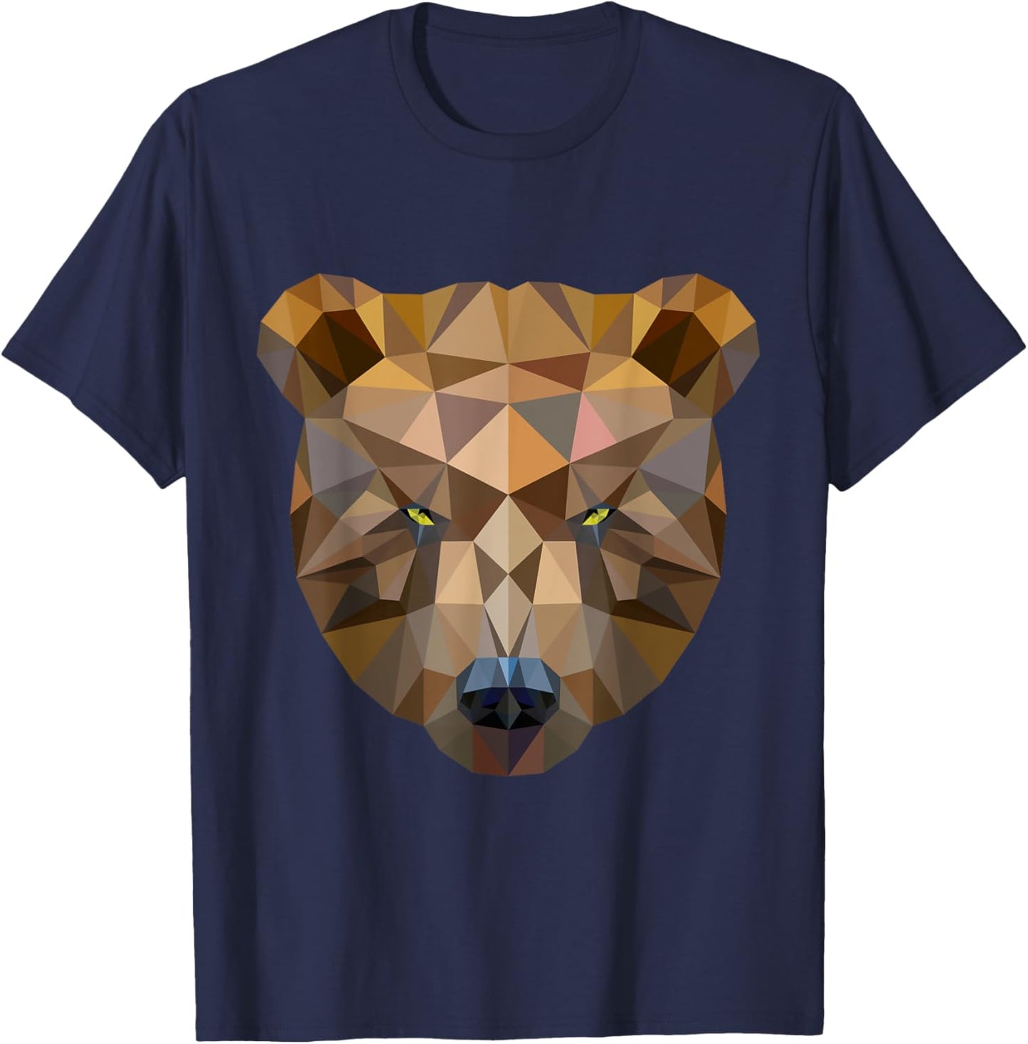 Bear Brown Bear Grizzly Bear Polygon Art Geometric Shapes T-Shirt - T-Shirt | Navy