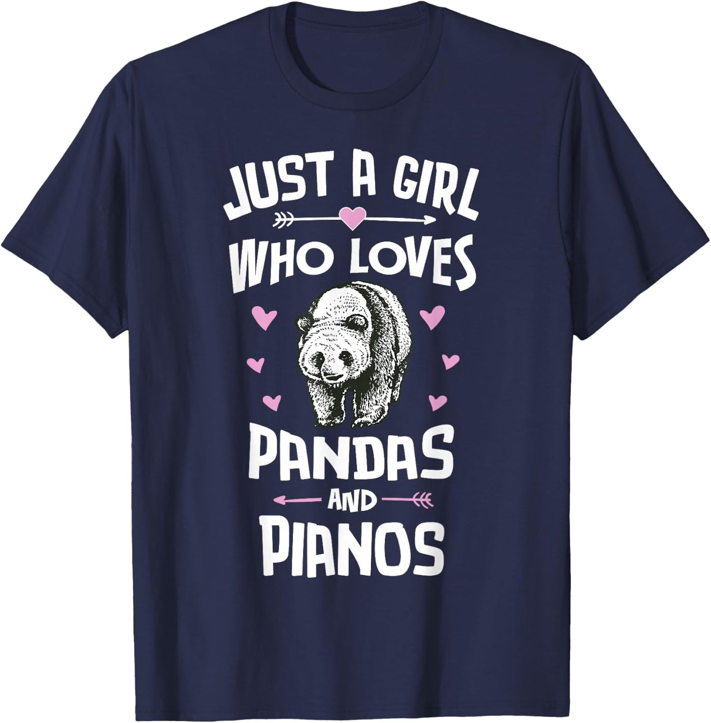 Pandas And Pianos Shirt Gift Girls Women T-Shirt - T-Shirt | Navy