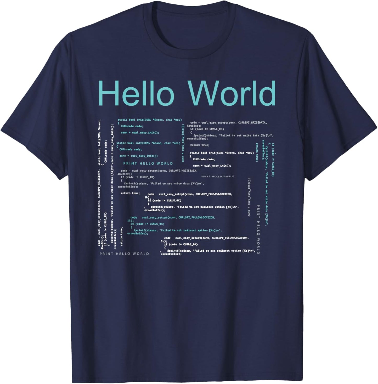 Hello World Funny HTML Code Programmer Language T-Shirt - T-Shirt | Navy
