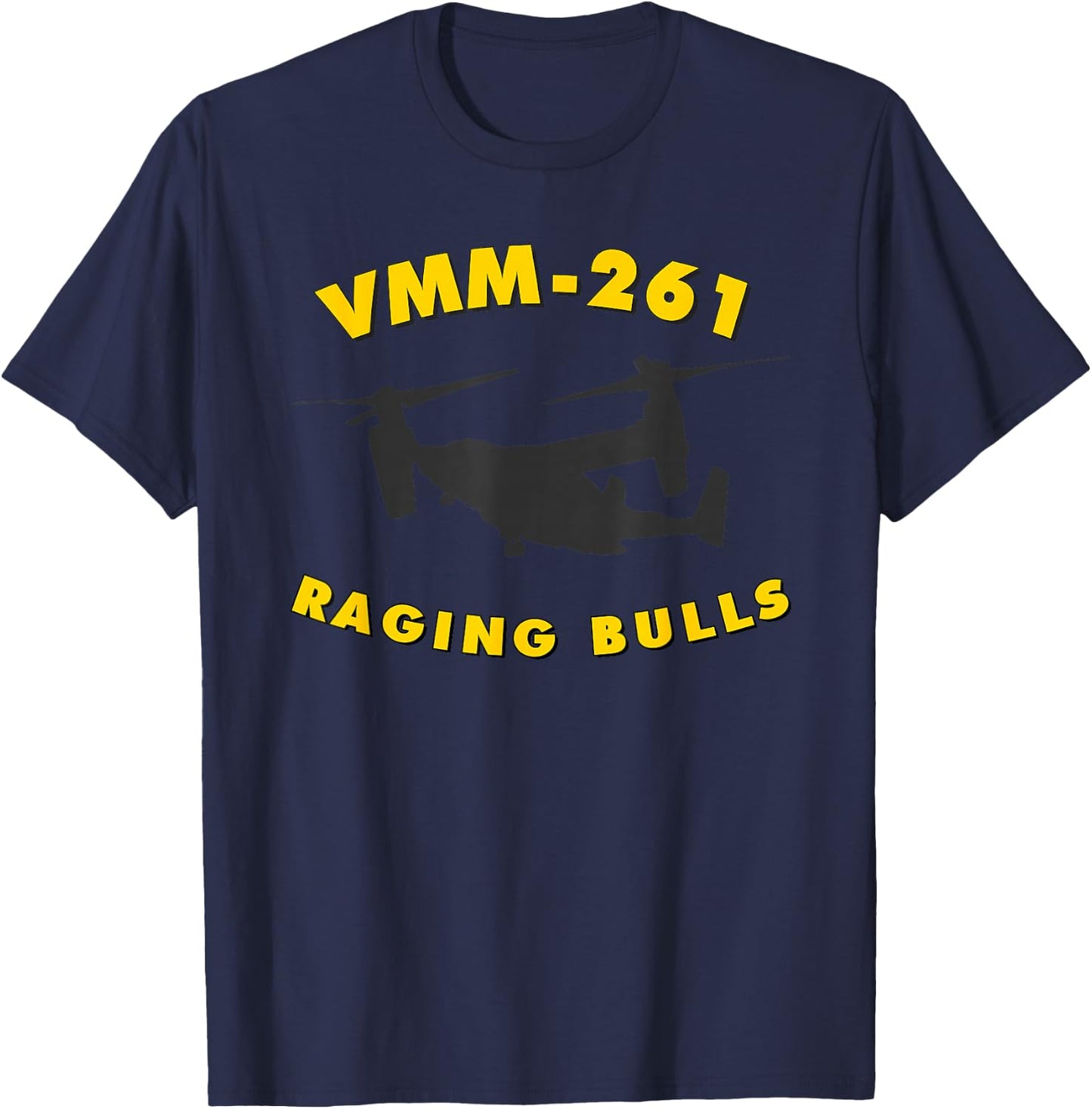 VMM-261 Raging Bulls MV-22 Osprey Tiltrotor Squadron T-Shirt - T-Shirt | Navy