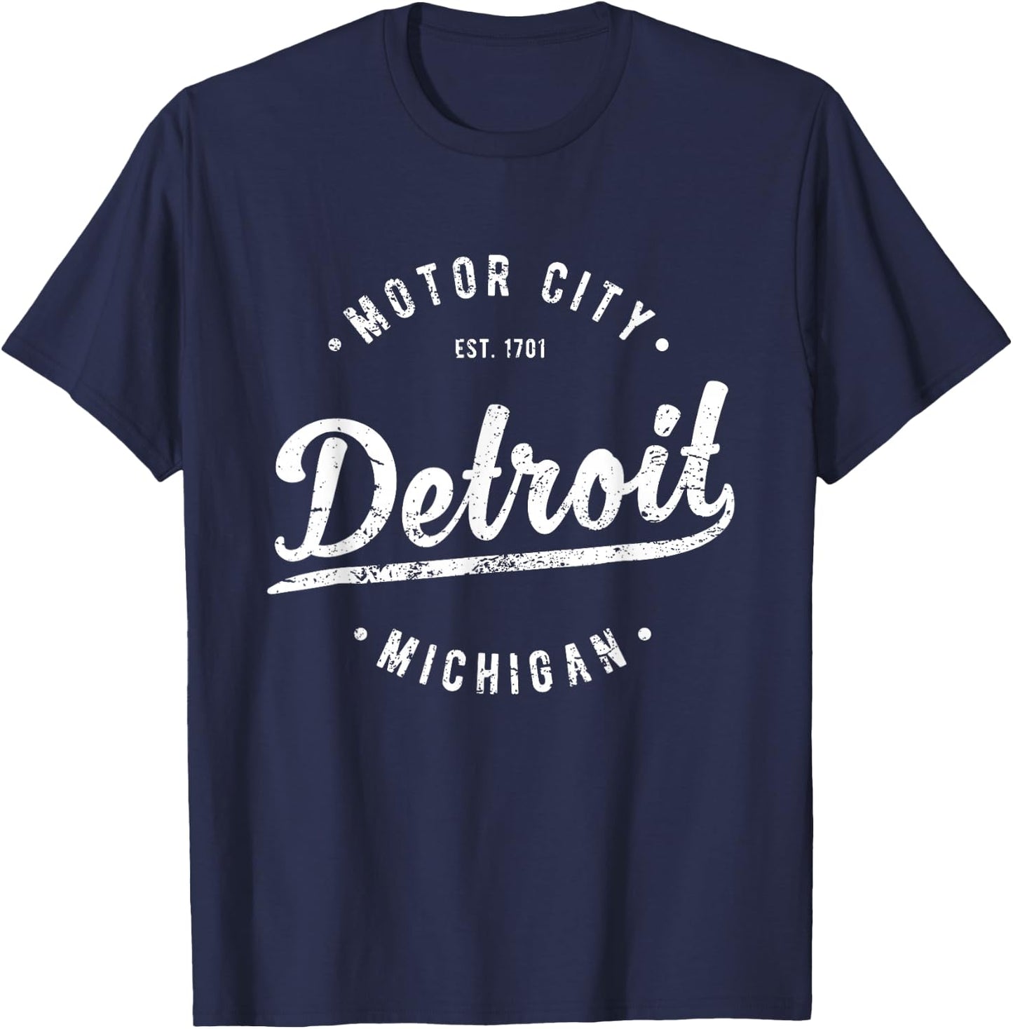 Vintage Detroit Motor City Souvenir Merch Retro Detroit T-Shirt - T-Shirt | Navy