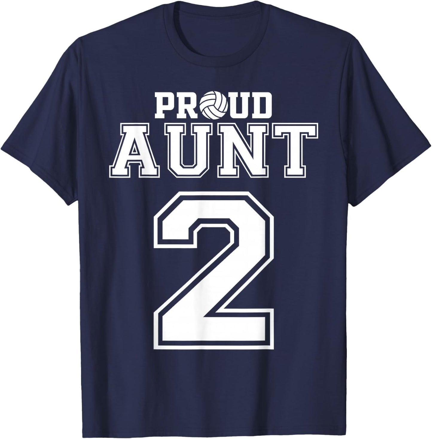 Custom Proud Volleyball Aunt Number 2 Personalized Women T-Shirt - T-Shirt | Navy