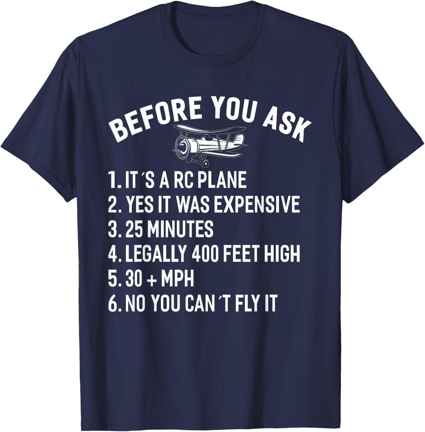 RC Airplane Remote Controlled Seaplane RC Hobby Plane T-Shirt - T-Shirt | Navy