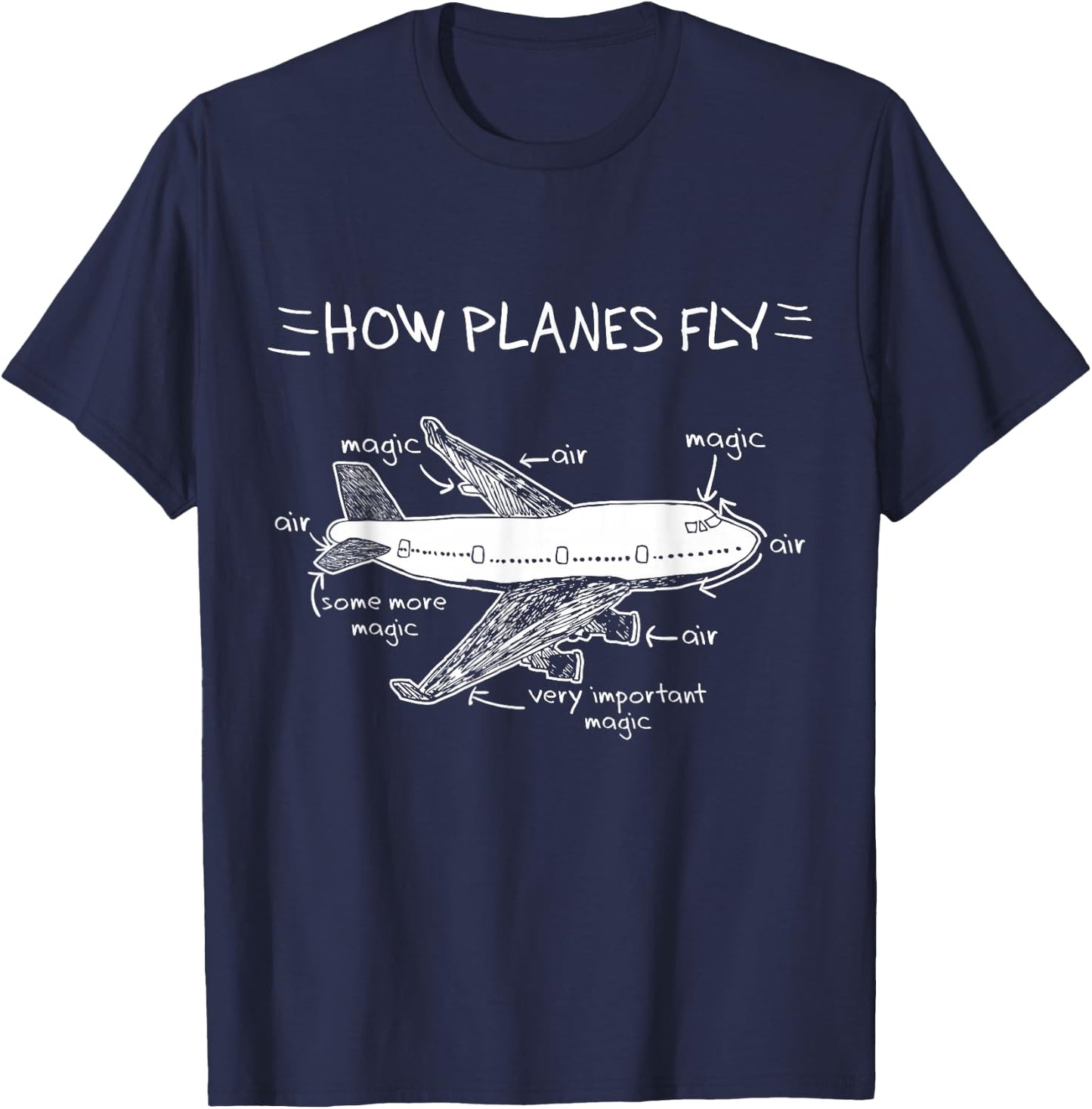 How Planes Fly Aerospace Engineering | Aviation T-Shirt - T-Shirt | Navy