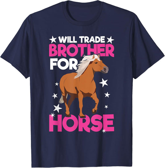 Will Trade Brother For Horse Haflinger Horse T-Shirt - T-Shirt | Navy