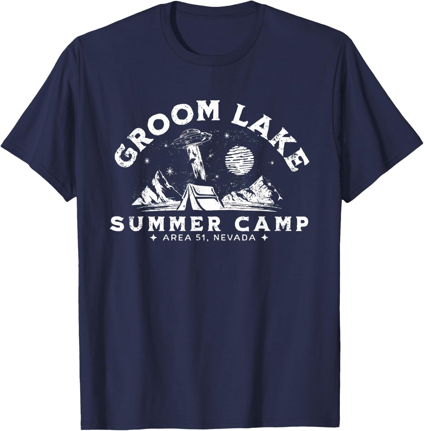 Groom Lake Summer Camp - Funny Area 51 Alien UFO Graphic T-Shirt - T-Shirt | Navy