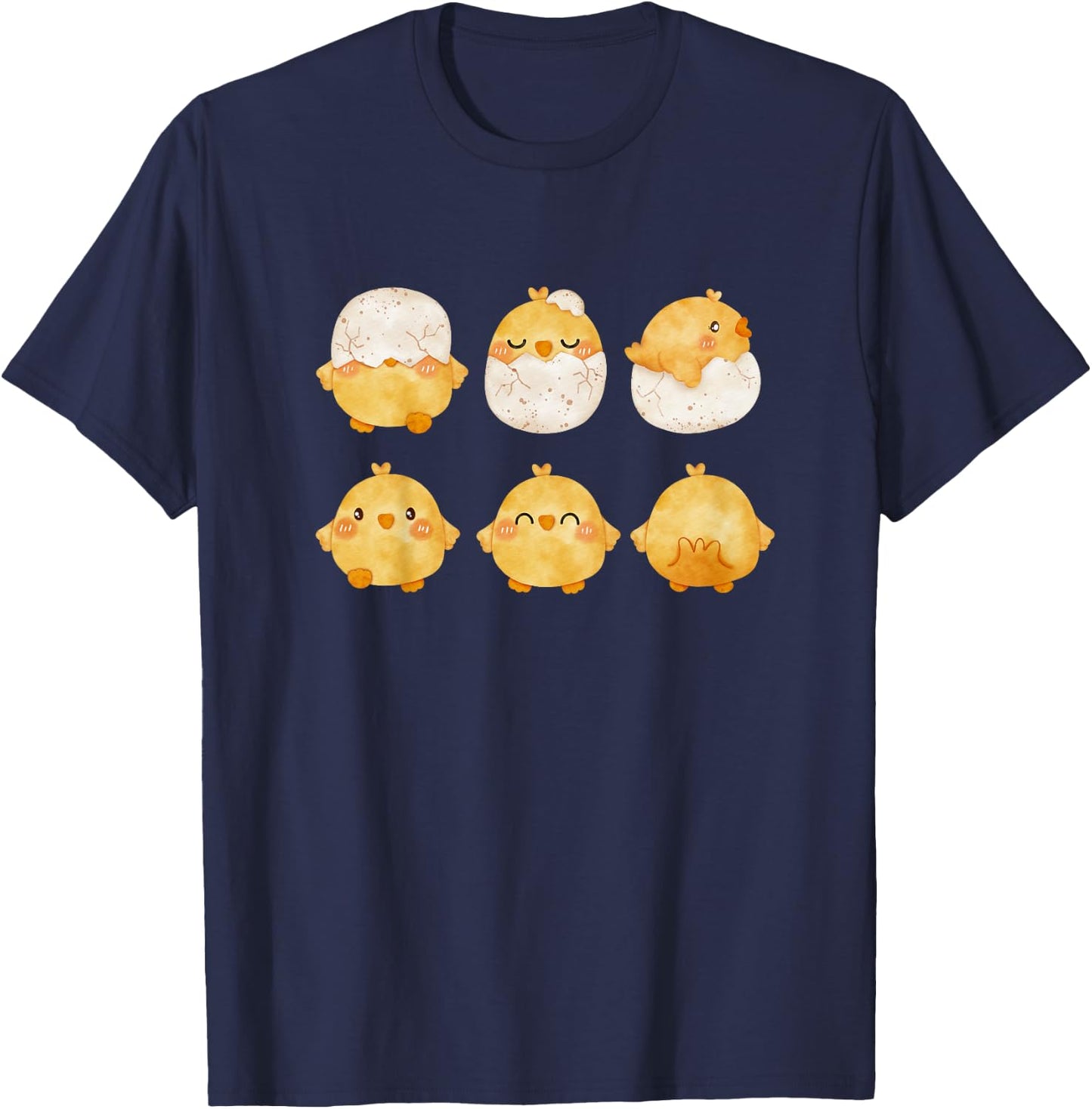 Baby Chicks Hatching from Eggs| Cute Little Chickens Drawing T-Shirt - T-Shirt | Navy