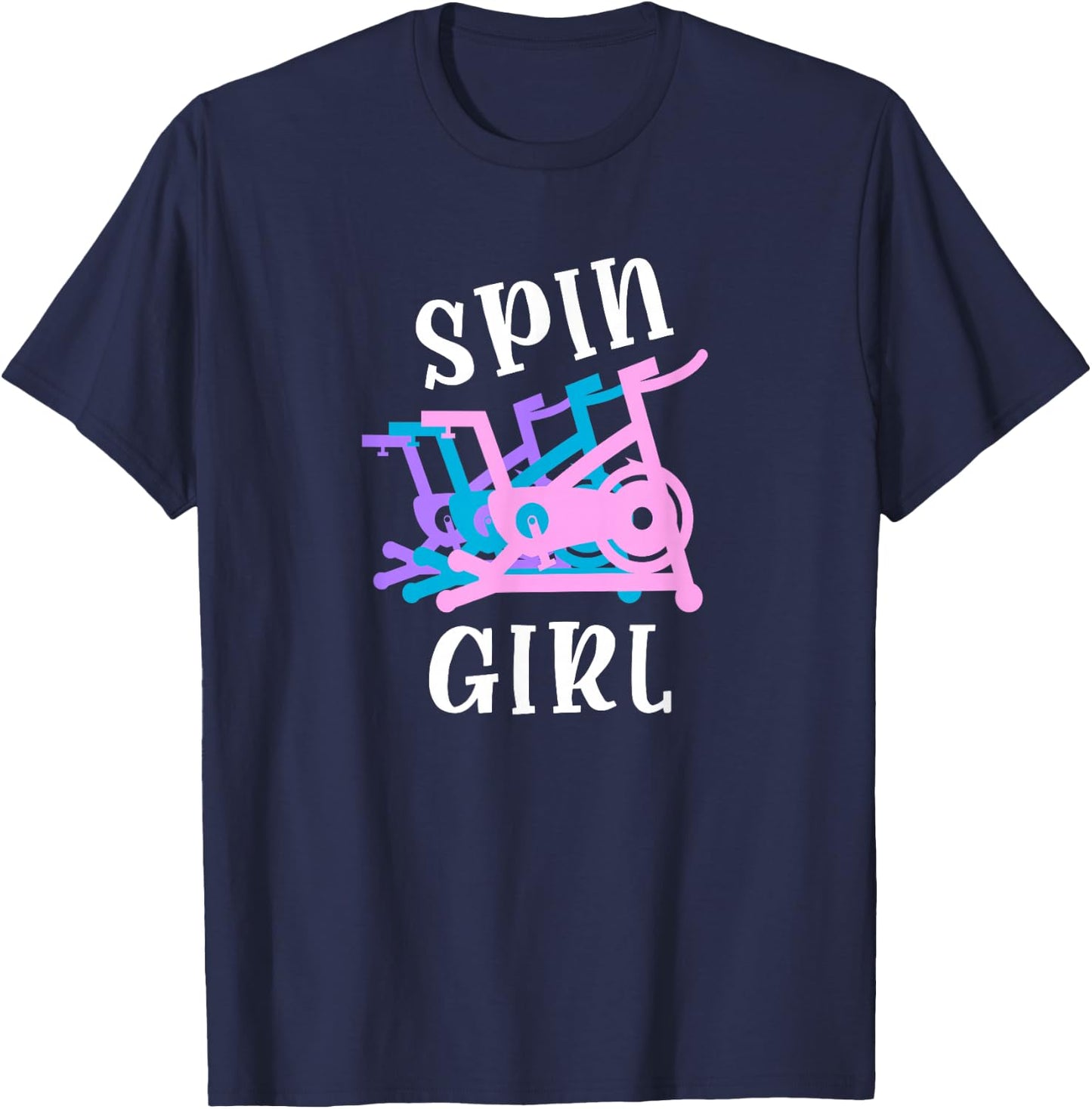 Spin Workout Saying Spinning Class Women Spin Bike Graphic T-Shirt - T-Shirt | Navy