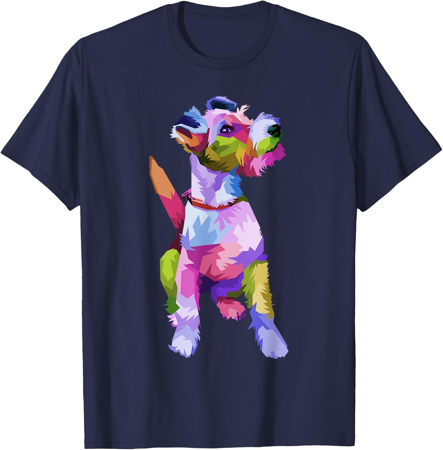 Fox Terrier colorful pop art portrait for dog owners T-Shirt - T-Shirt | Navy