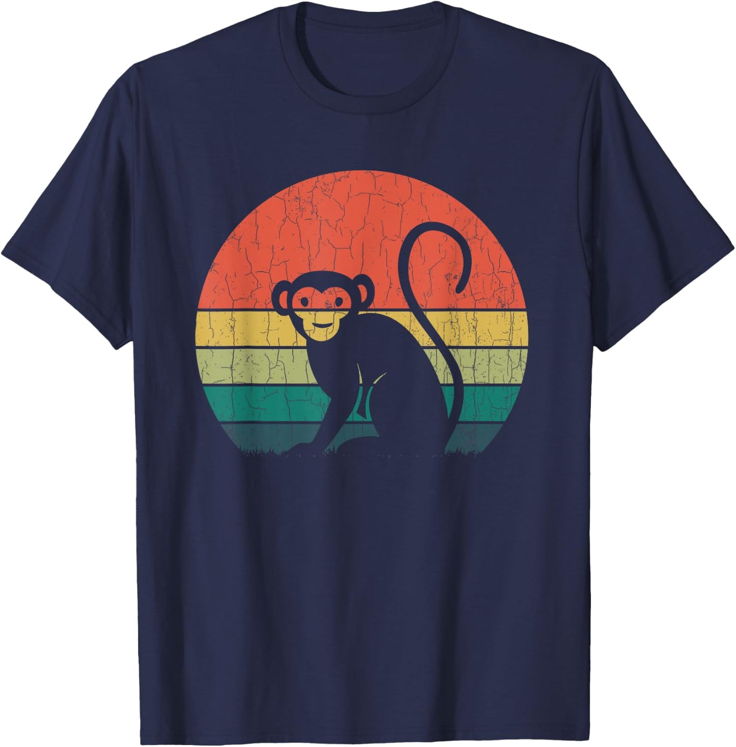 Retro Vintage Chimpanzee Funny Monkey Animal Lover Graphic T-Shirt - T-Shirt | Navy