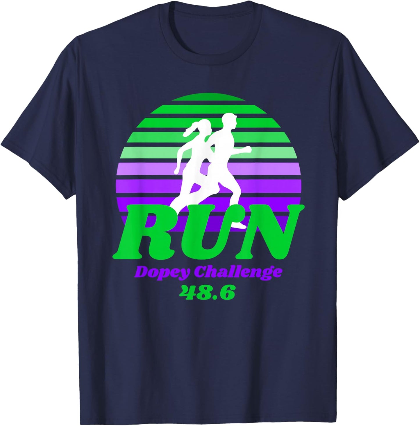 Run Dopey Challenge Sunset Marathon Runner Graphic T-Shirt - T-Shirt | Navy