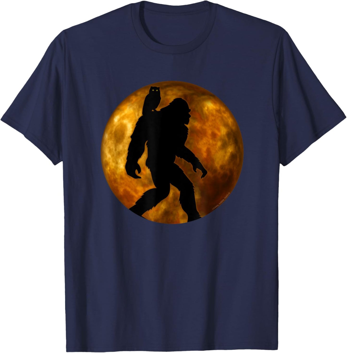 Cool Bigfoot Lovers Design with Full Moon - Bigfoot T-Shirt - T-Shirt | Navy