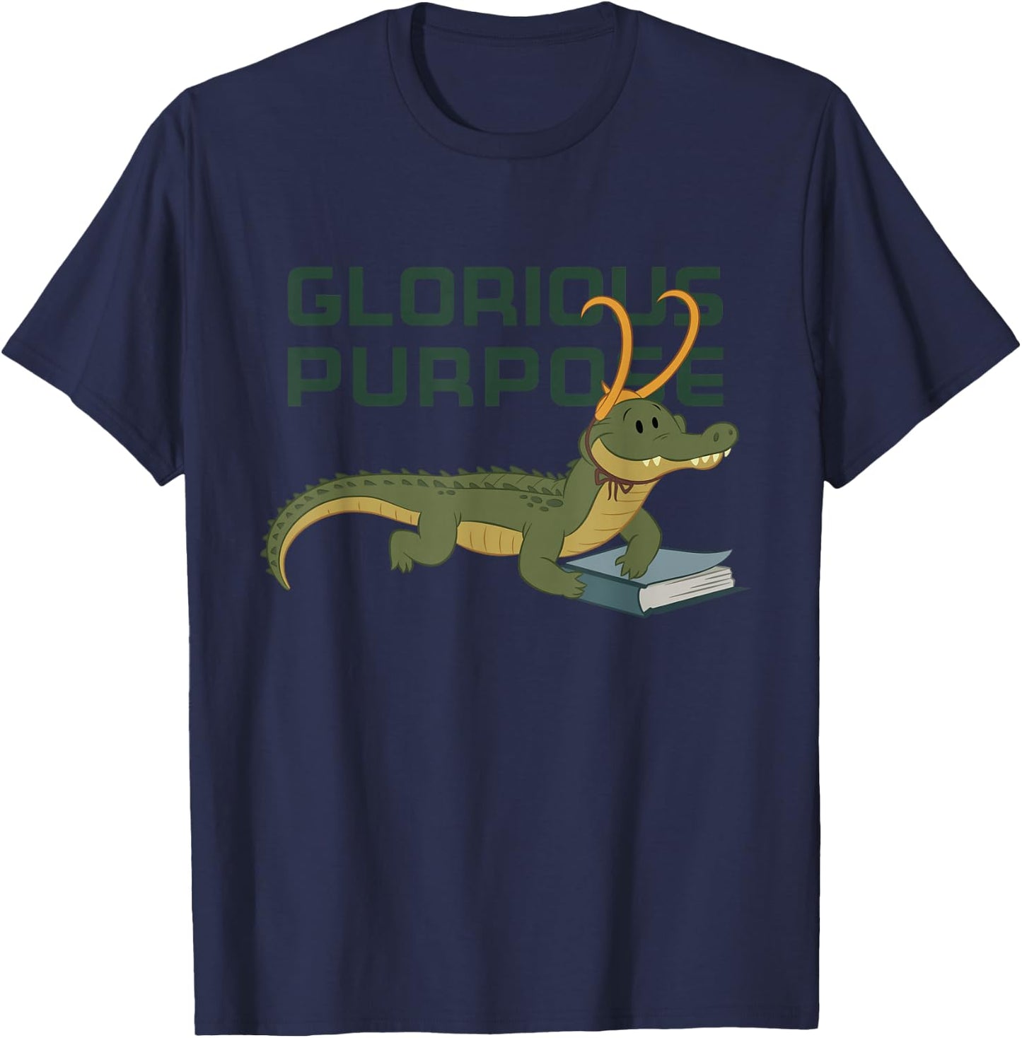 Marvel Loki Alligator Loki and Book Glorious Purpose T-Shirt - T-Shirt | Navy