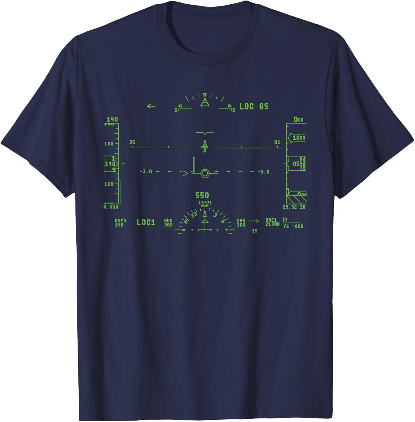 Airliner HUD Heads Up Display Airplane Pilot flight sim HUD T-Shirt - T-Shirt | Navy