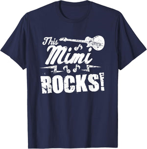 This Mimi Rocks T Shirt - Guitar Rock n Roll Funny T-Shirt - T-Shirt | Navy