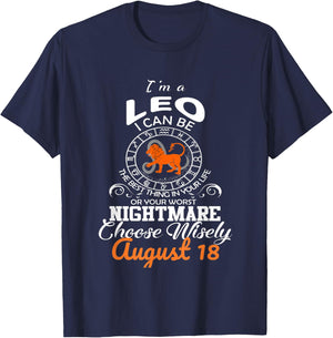 Leo Zodiac Sign August 18 Horoscope Birthday Party Costume T-Shirt - T-Shirt | Navy