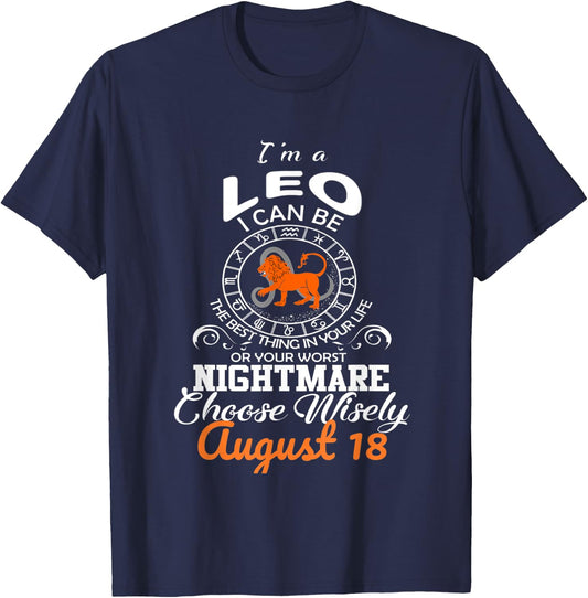 Leo Zodiac Sign August 18 Horoscope Birthday Party Costume T-Shirt - T-Shirt | Navy