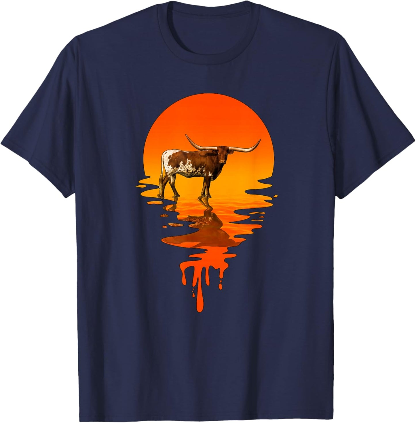 Vintage Retro Style Texas Longhorn T-Shirt - T-Shirt | Navy