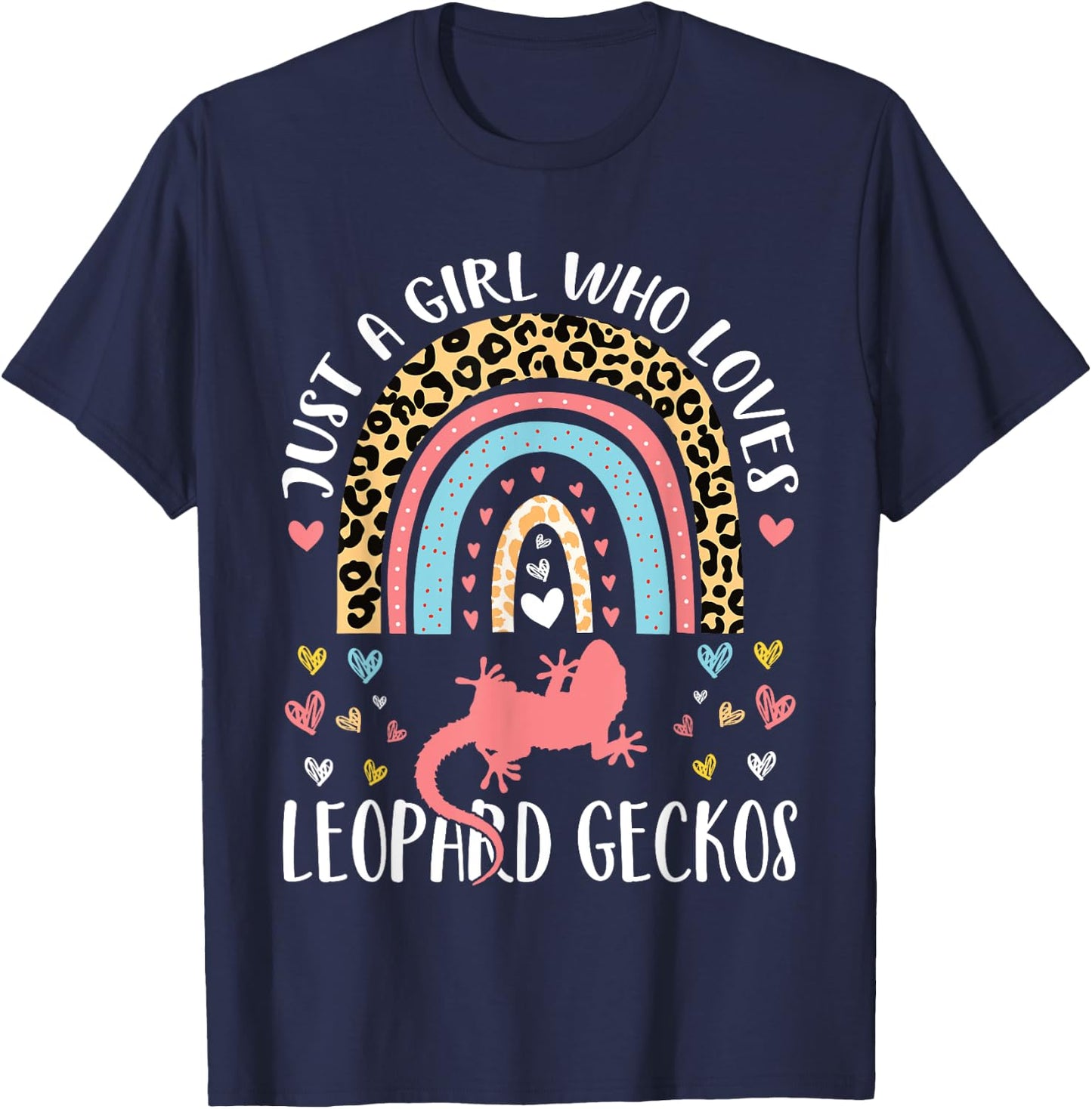 I'm Just A Girl Who Loves Leopard Geckos Lovers Heart Funny T-Shirt - T-Shirt | Navy