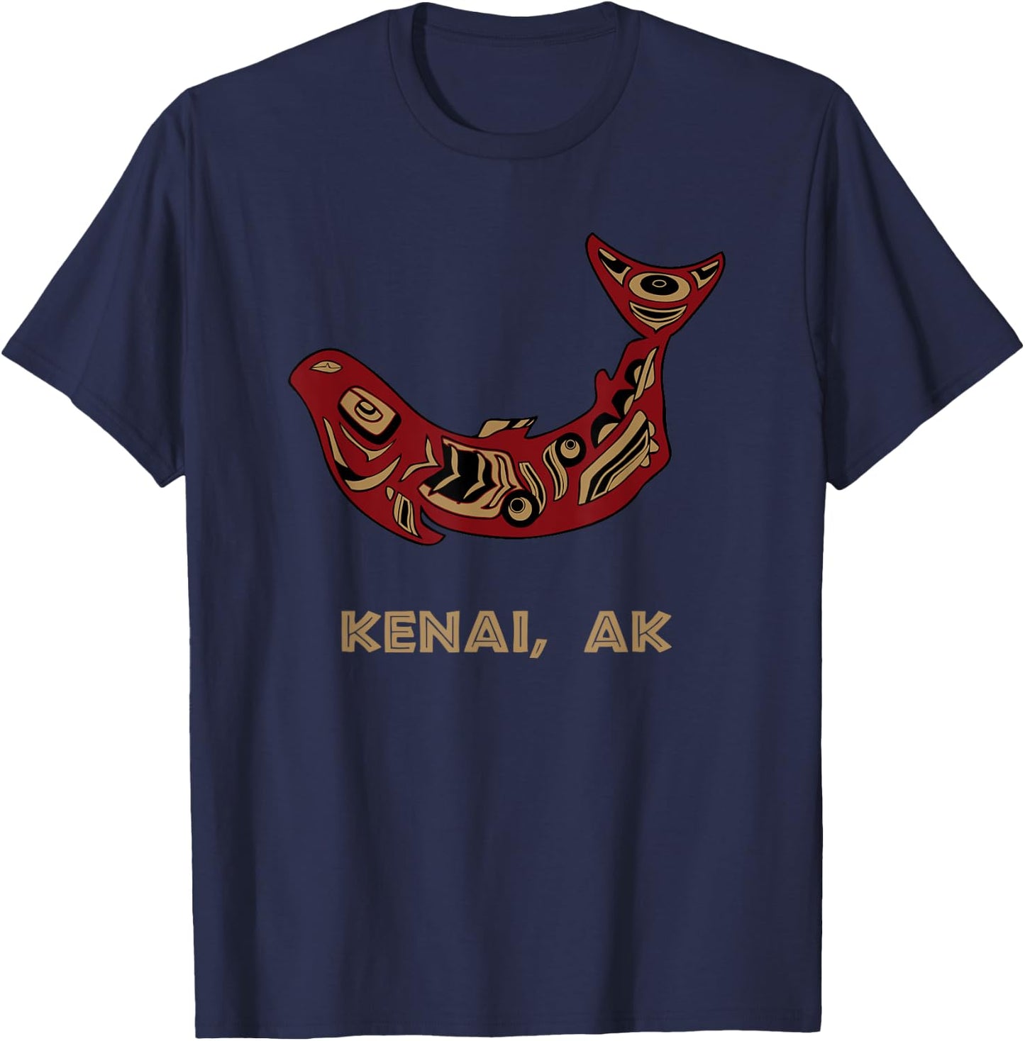 Kenai Alaska Native American Indian Salmon Fishermen T-Shirt - T-Shirt | Navy