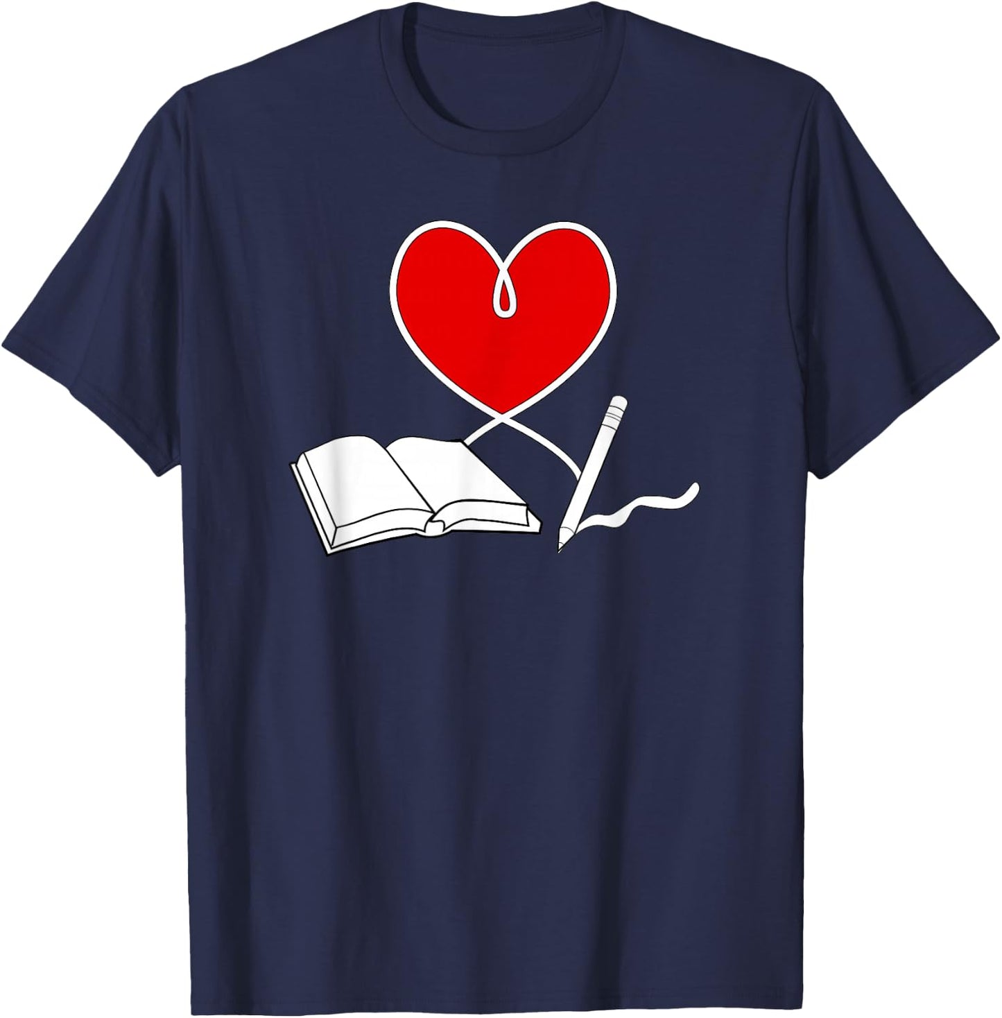 Valentines Day Author Writers Book Lover Writers and Authors T-Shirt - T-Shirt | Navy