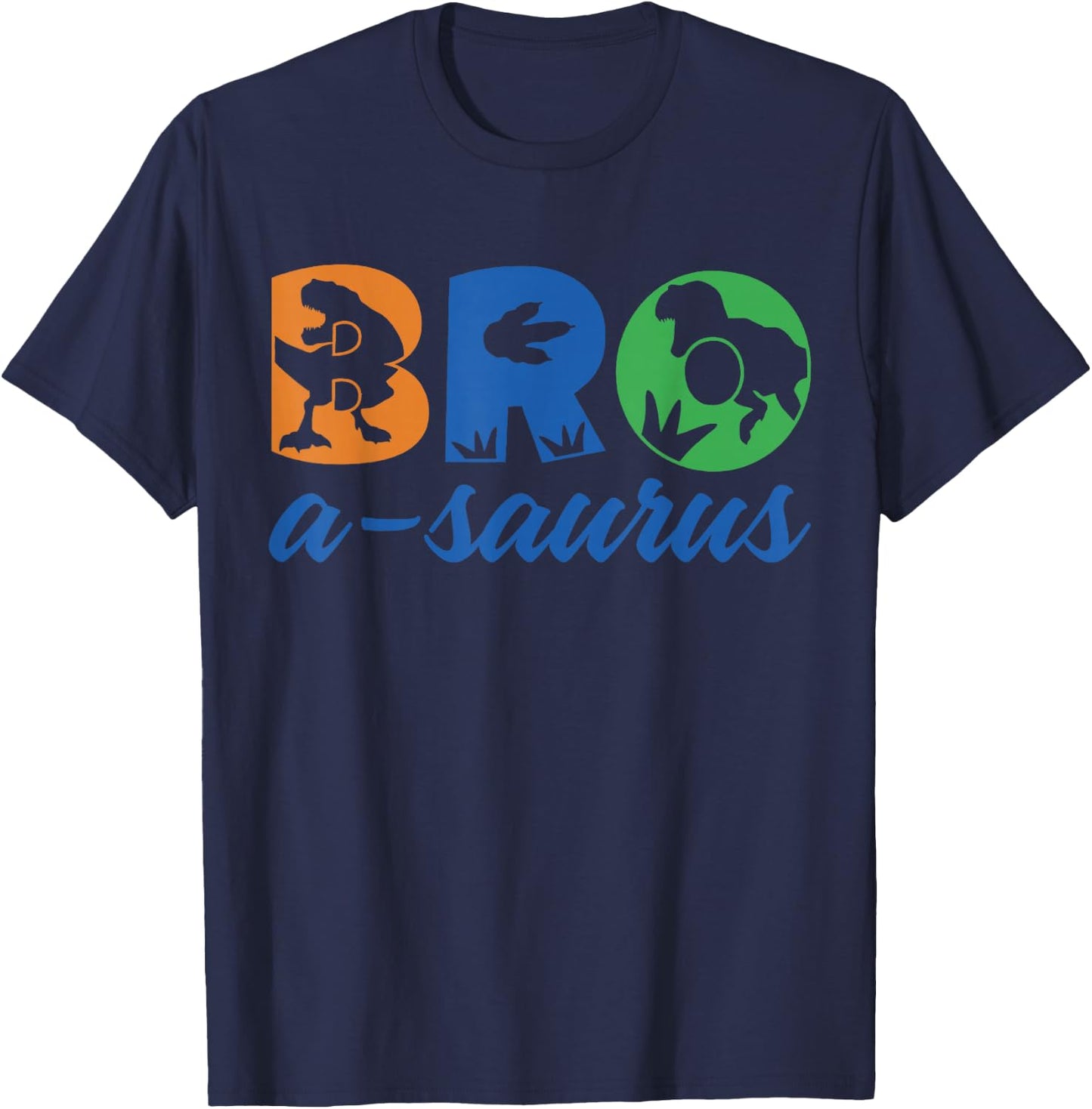 Brothersaurus T Rex Dinosaur Bro Saurus Family Matching T-Shirt - T-Shirt | Navy