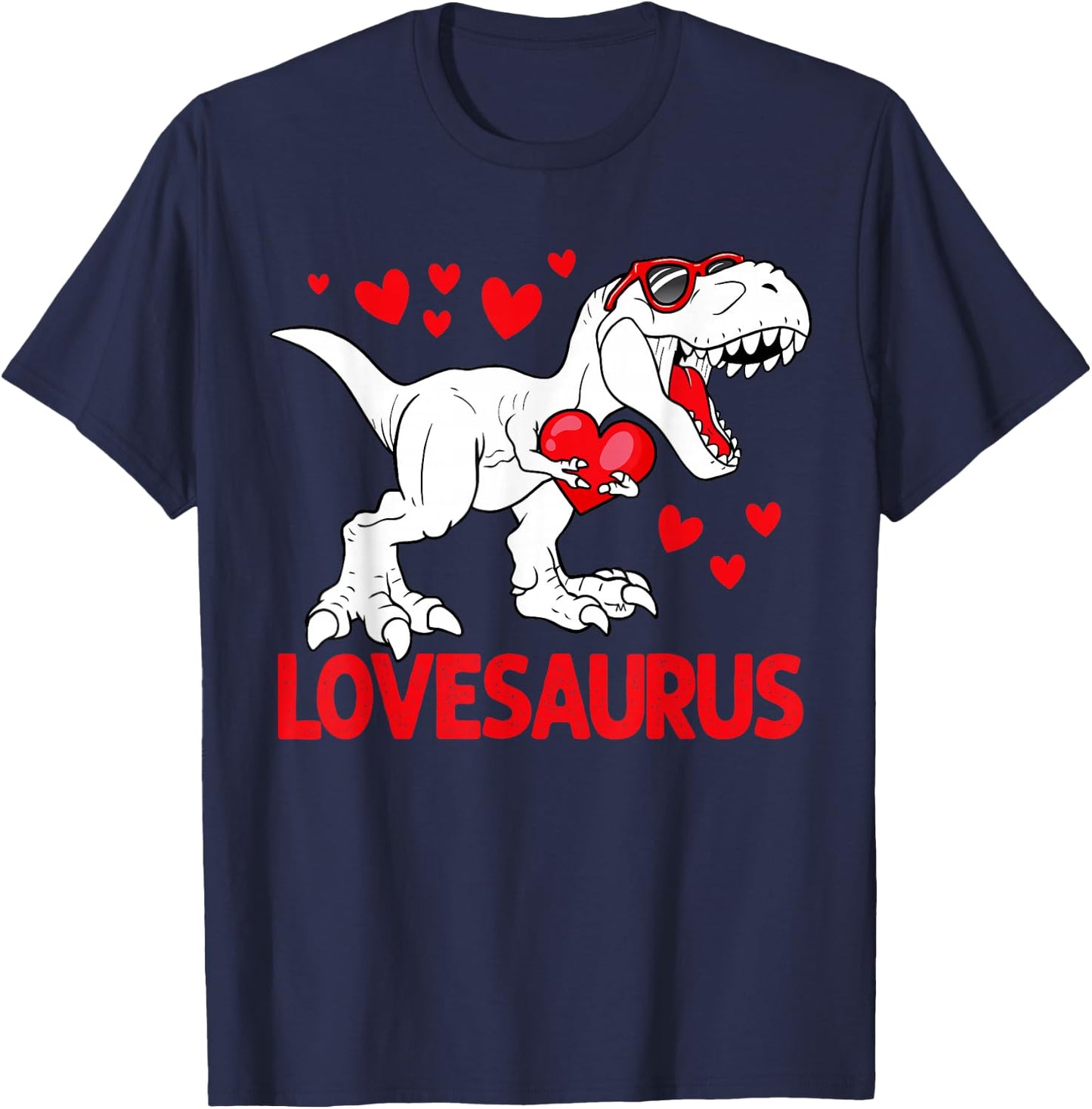 Valentines Day Lovesaurus Dinosaur Trex Love Boys Kids T-Shirt - T-Shirt | Navy