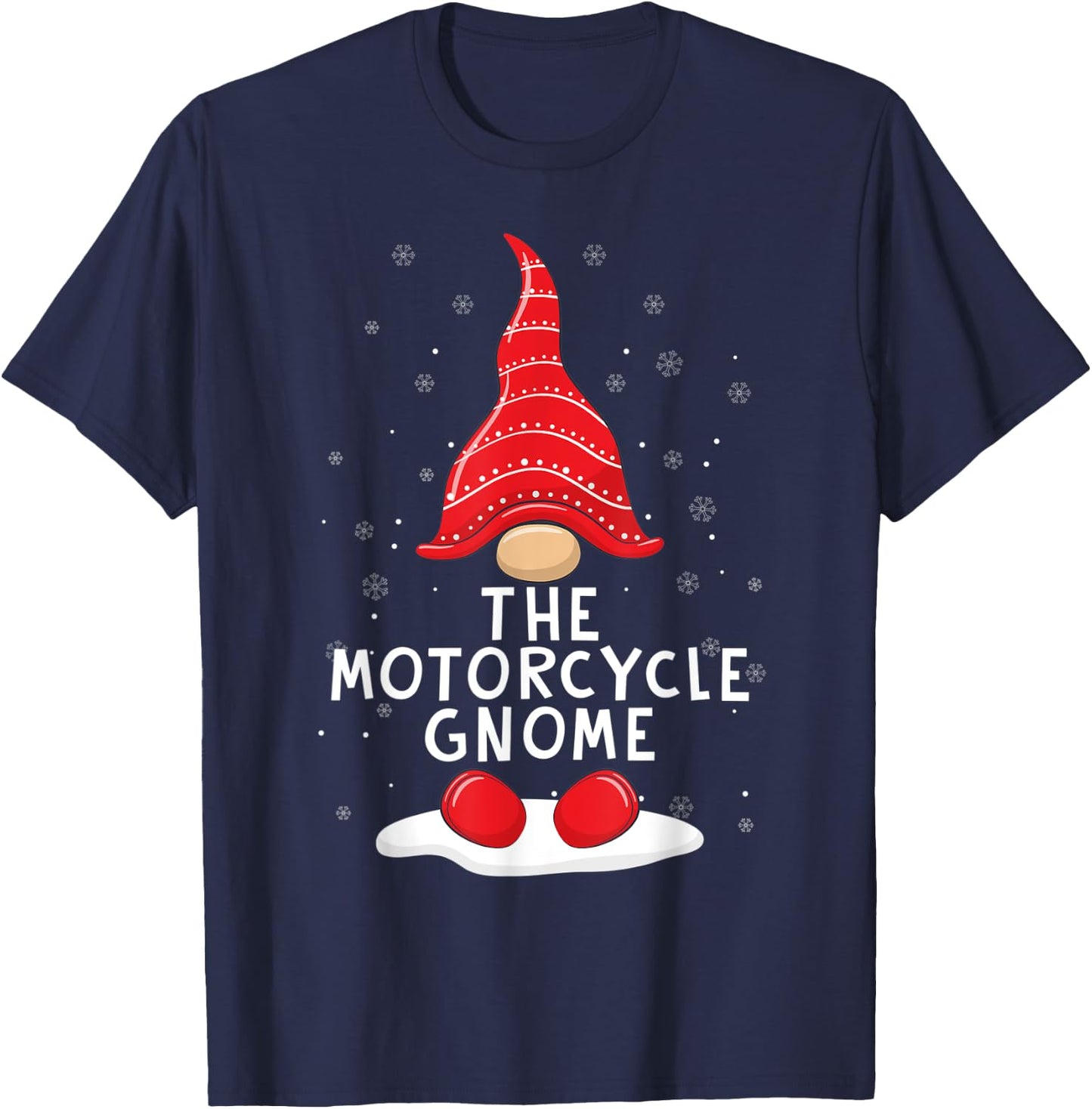 Funny The Motorcycle Gnome Christmas Pajamas Xmas Holiday T-Shirt - T-Shirt | Navy