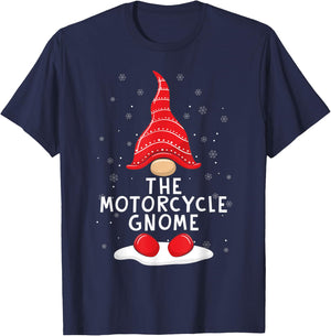 Funny The Motorcycle Gnome Christmas Pajamas Xmas Holiday T-Shirt - T-Shirt | Navy
