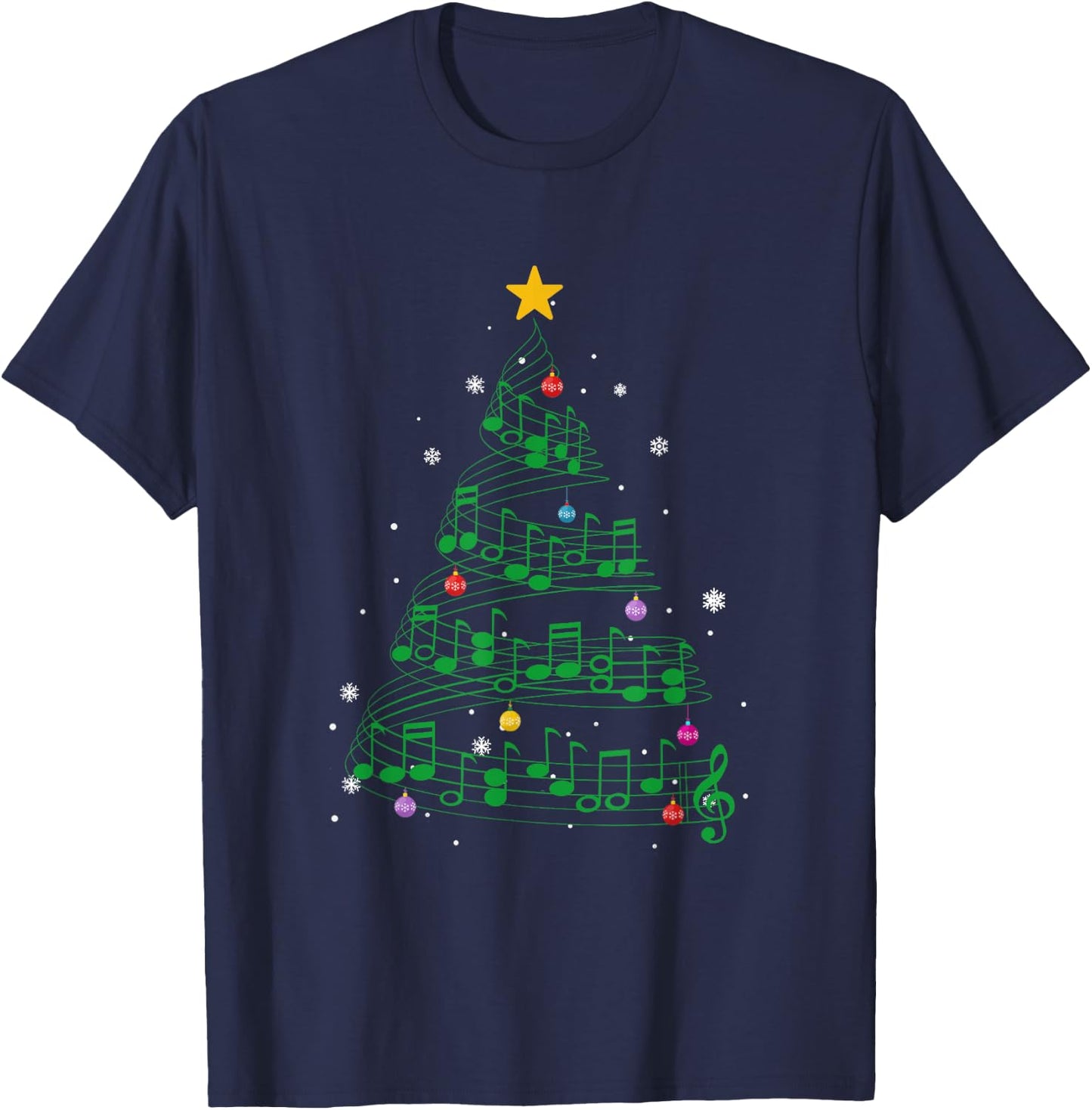 Music Note Tree Christmas Tree Gift T-Shirt - T-Shirt | Navy