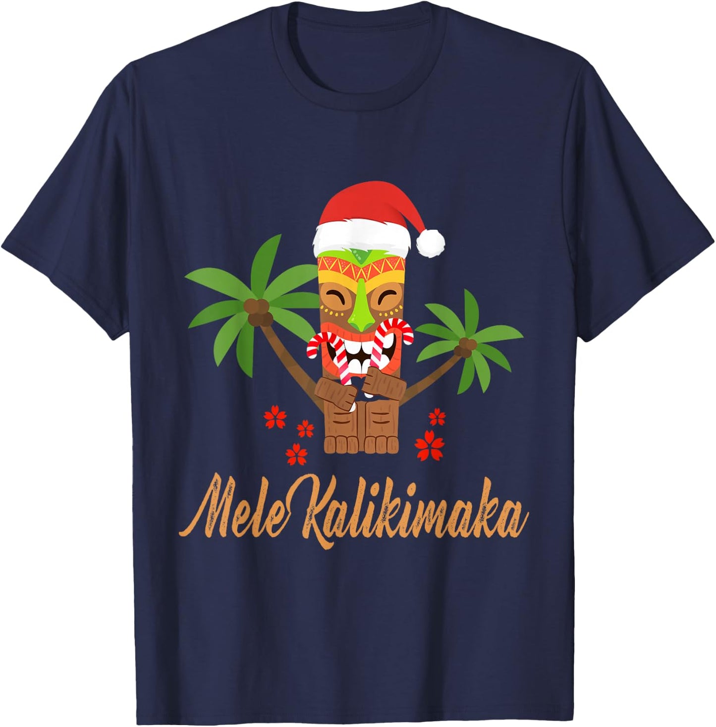 Mele Kalikimaka Merry Christmas Hawaiian Xmas Gifts T-Shirt - T-Shirt | Navy