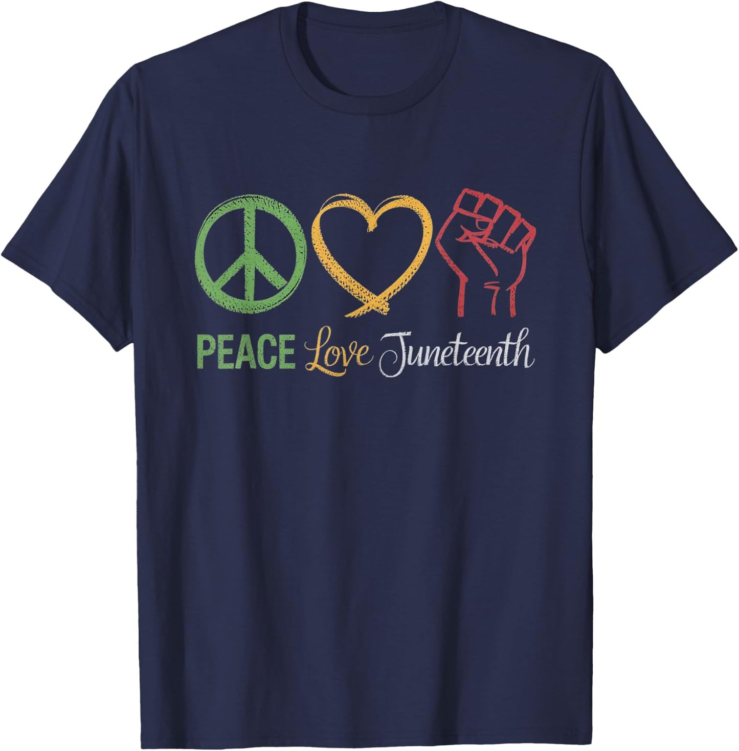 Peace Love Juneteenth African American Pride T-Shirt - T-Shirt | Navy