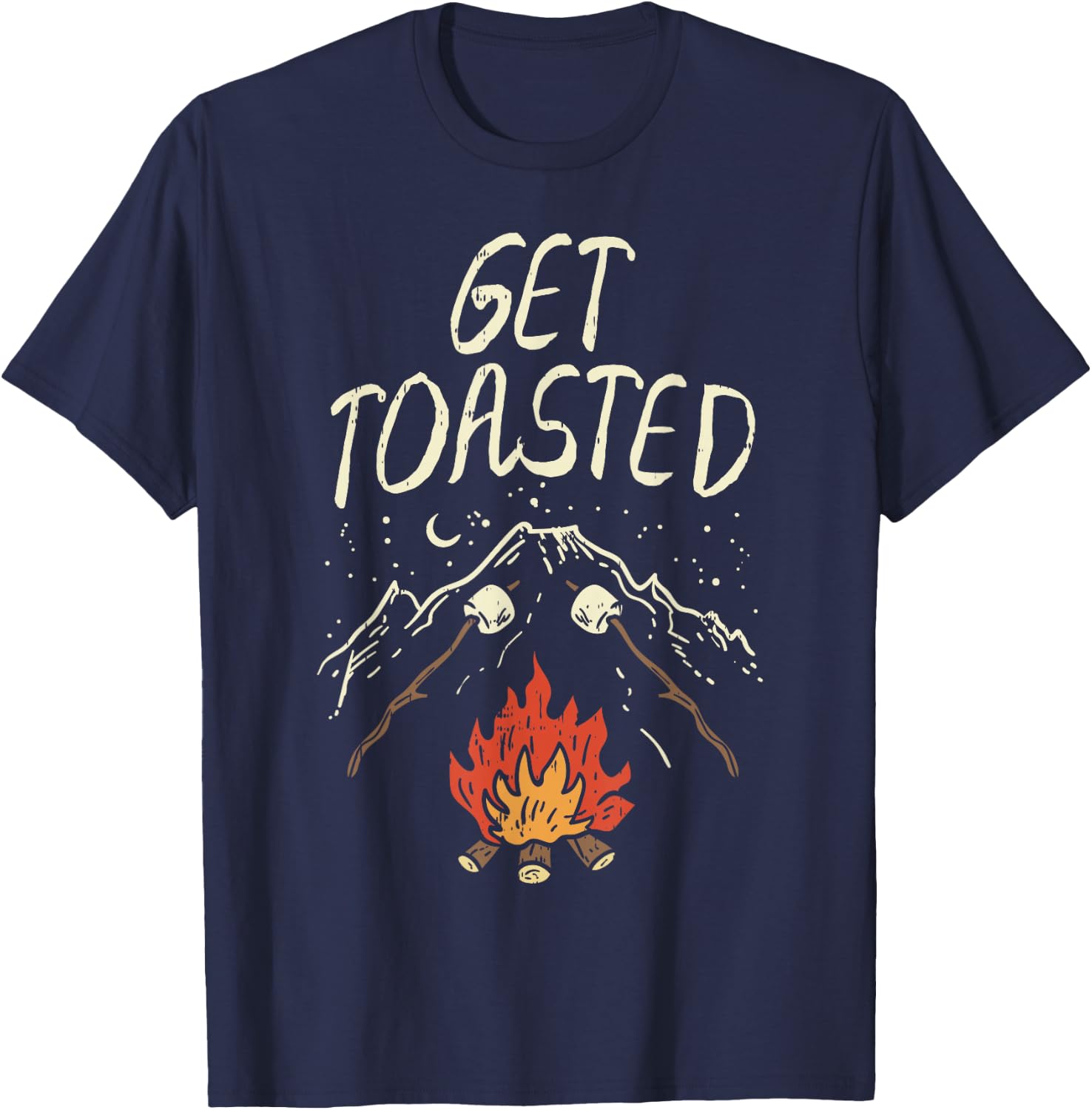 Lets Get Toasted Camping Nature Hiking Campfire Camper Gift T-Shirt - T-Shirt | Navy