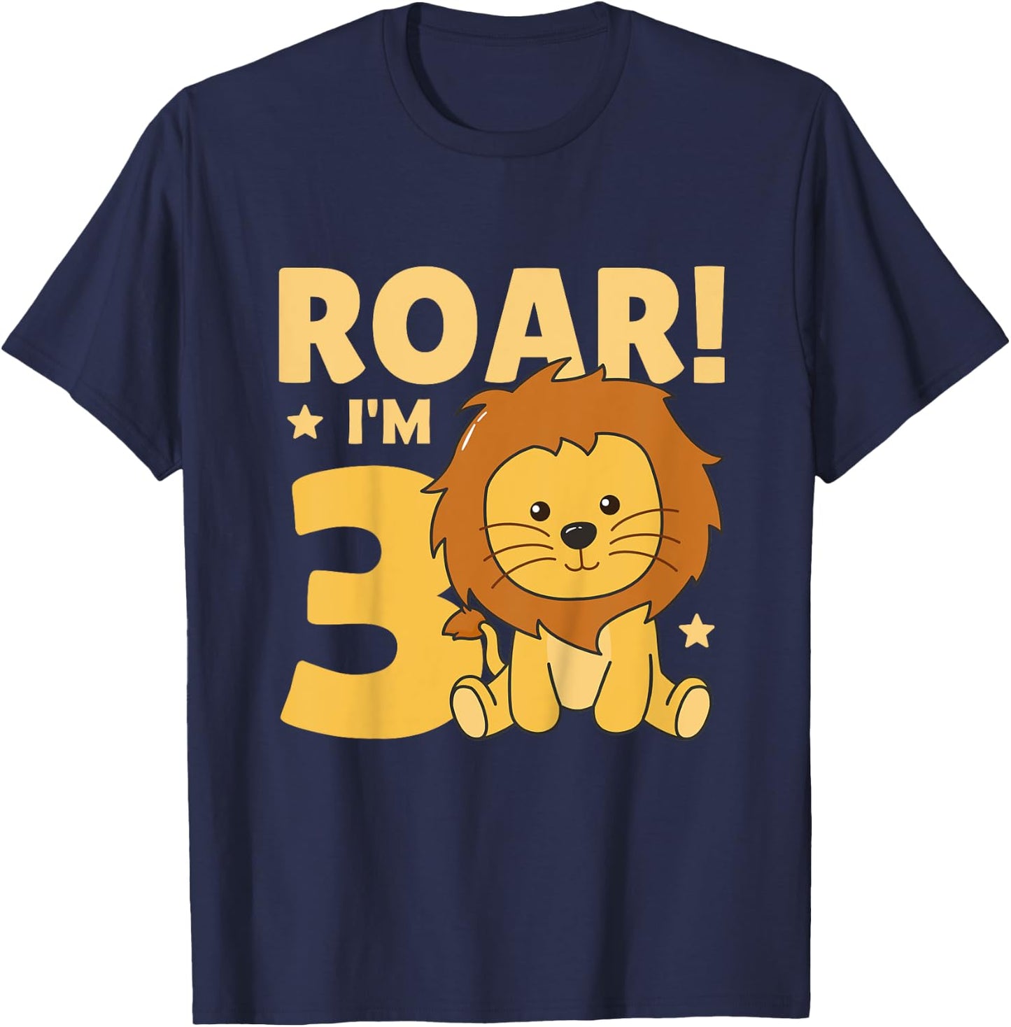 Kids 3rd Birthday Lion 3 Years Old Cub Lion T-Shirt - T-Shirt | Navy