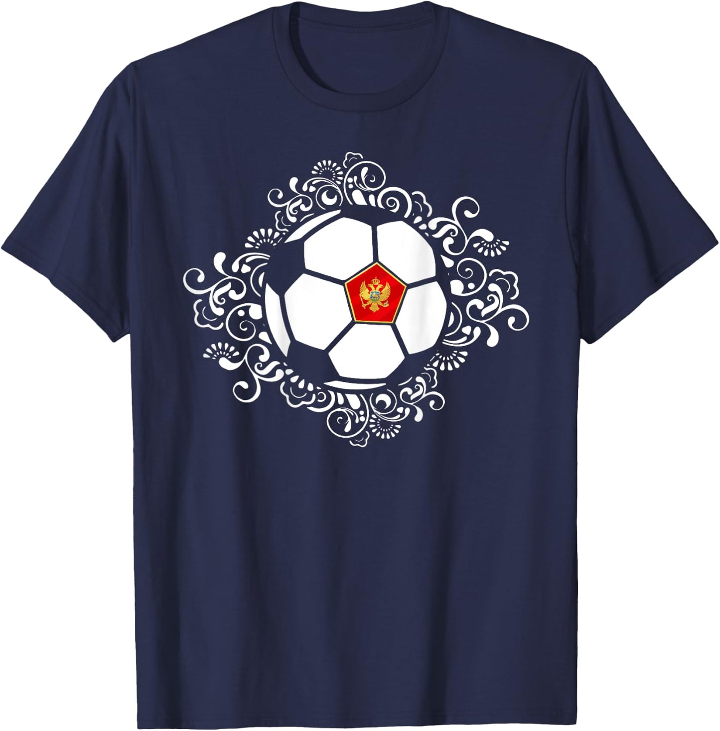 Floral Montenegro Soccer Lovers Jersey Montenegrin Football T-Shirt - T-Shirt | Navy