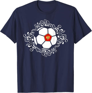 Floral Montenegro Soccer Lovers Jersey Montenegrin Football T-Shirt - T-Shirt | Navy
