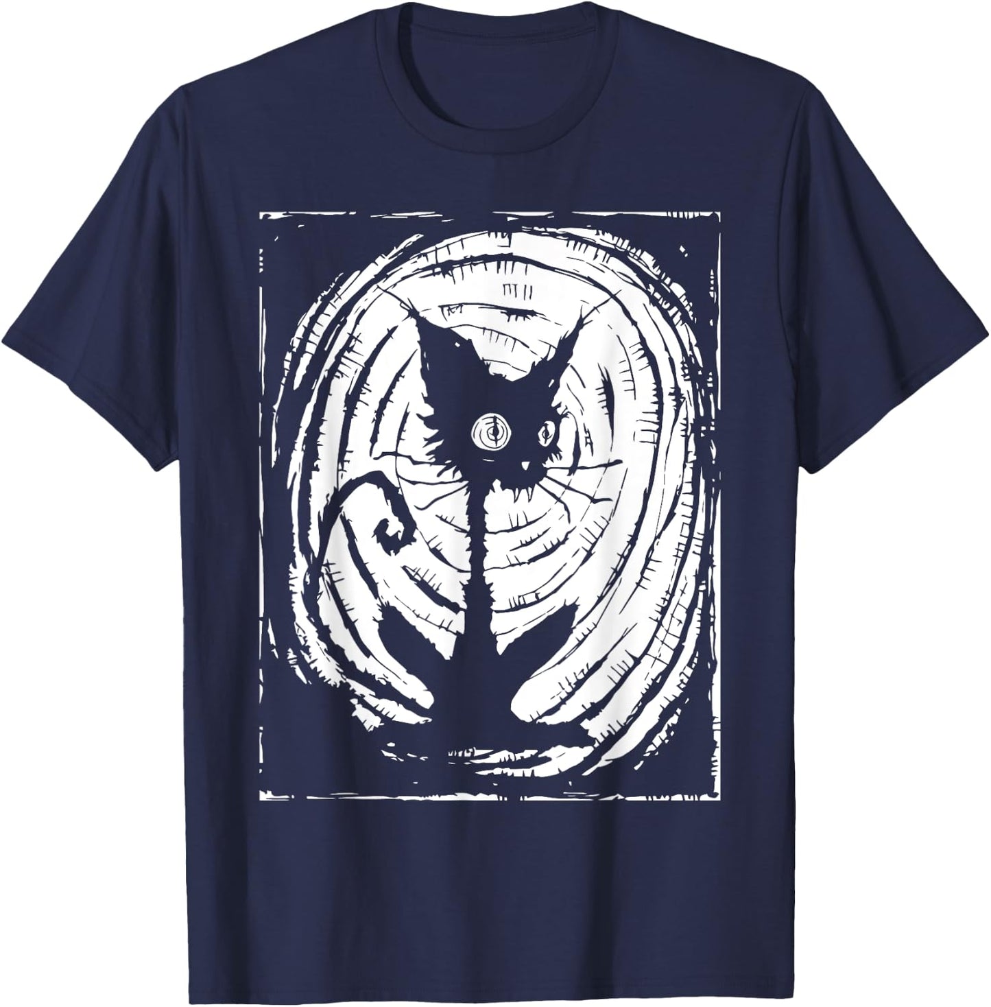 Black Cat Lazy Halloween Costume Scary Creepy T-Shirt - T-Shirt | Navy