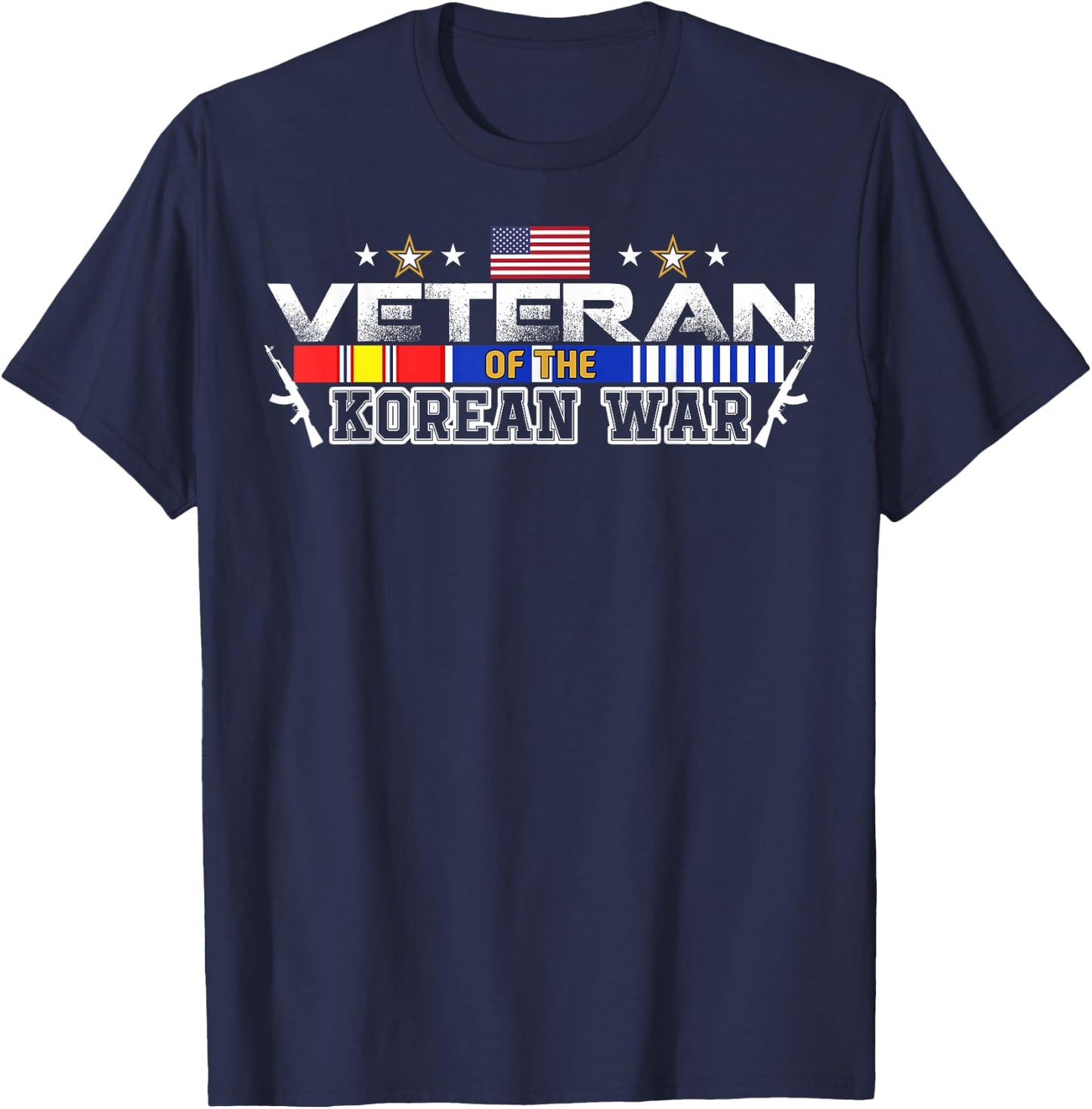 Korea Veteran Flag, Korean War Vet Pride Service Ribbon Gift T-Shirt - T-Shirt | Navy