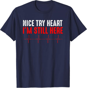 Funny Heart Attack Survivor Art Women Heart Patient T-Shirt - T-Shirt | Navy