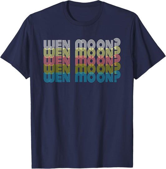 Funny Crypto Wen Moon Retro Meme Stock Alt Coin When HODL T-Shirt - T-Shirt | Navy