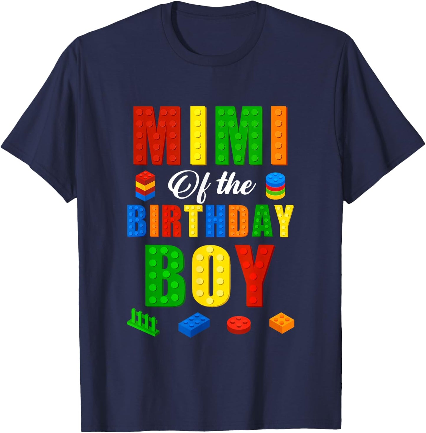 Mimi Birthday Boy Master Builder Building Bricks Blocks T-Shirt - T-Shirt | Navy
