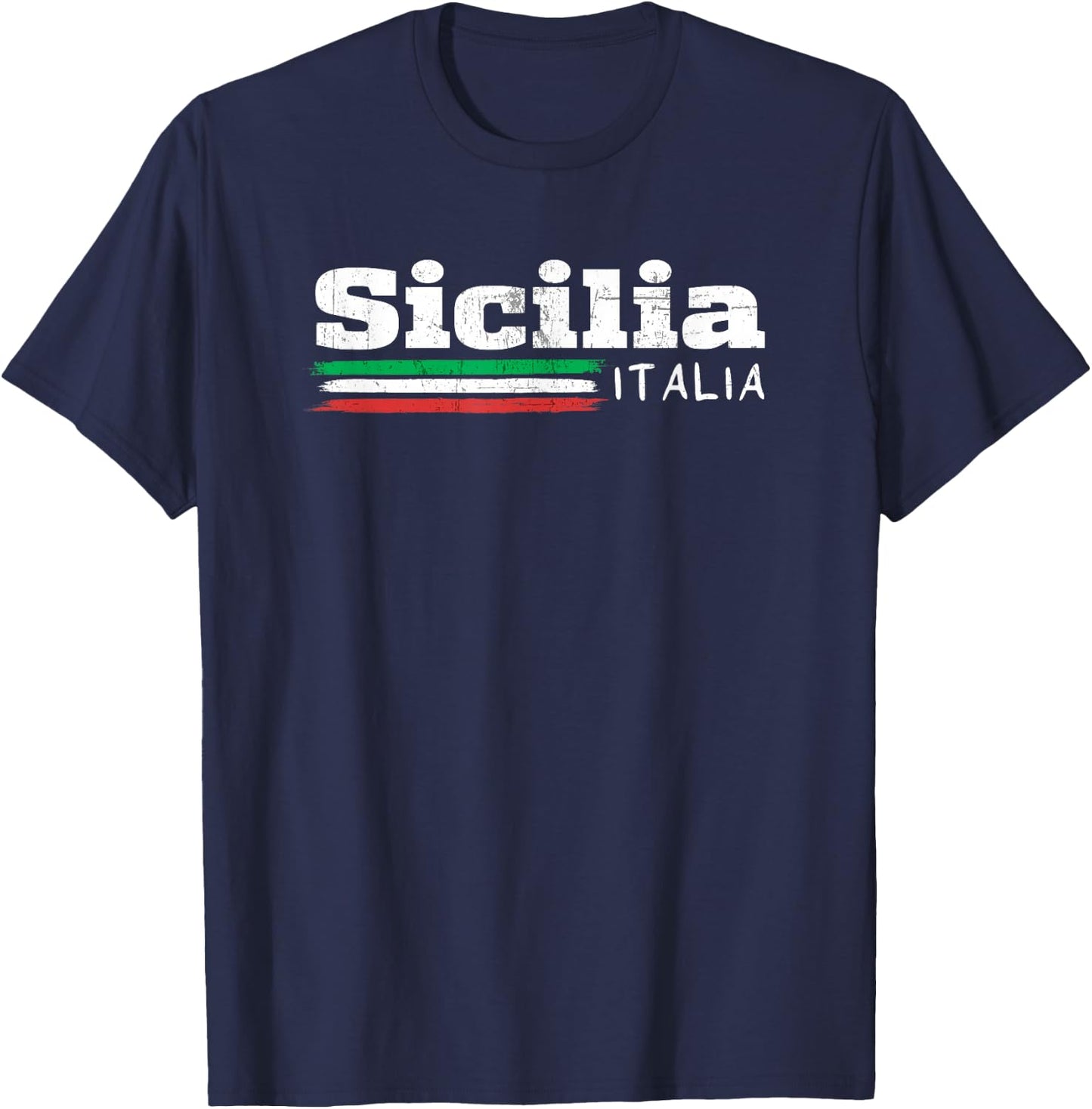 Vintage Sicilia Italia Sicily Italian Flag Italy Souvenir T-Shirt - T-Shirt | Navy