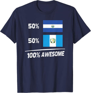 Half Salvadorian Half Guatemalan El Salvador Guatemala Flag T-Shirt - T-Shirt | Navy